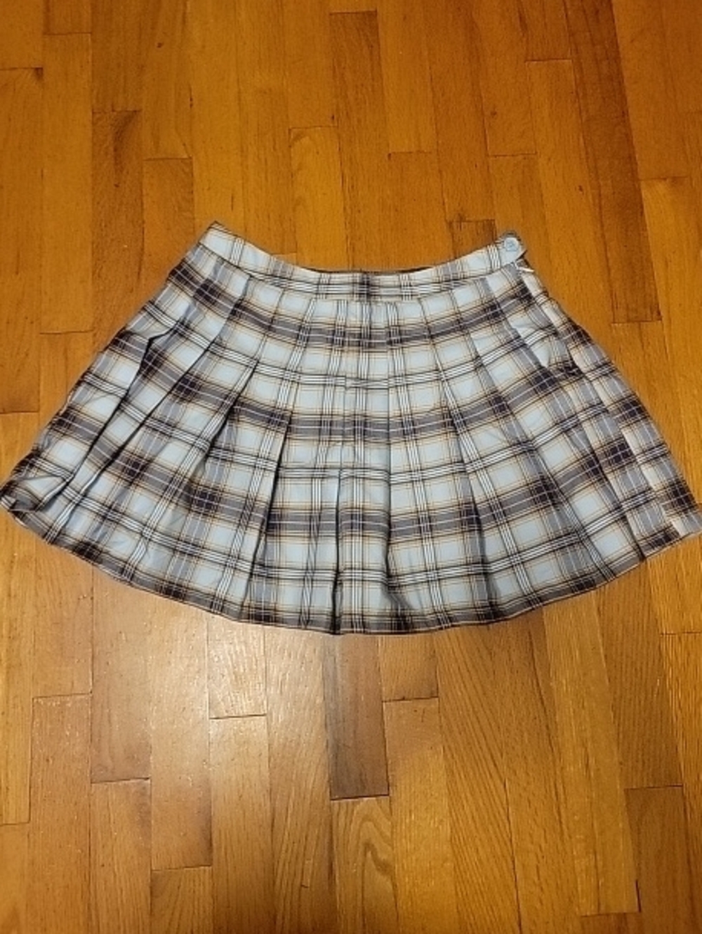 Forever 21 Plaid Pleated Mini Skirt in Blue and Orange